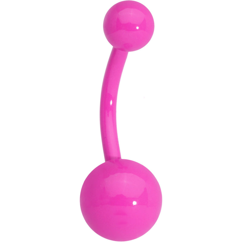14G 3/8 Pink Acrylic Over Steel Belly Ring