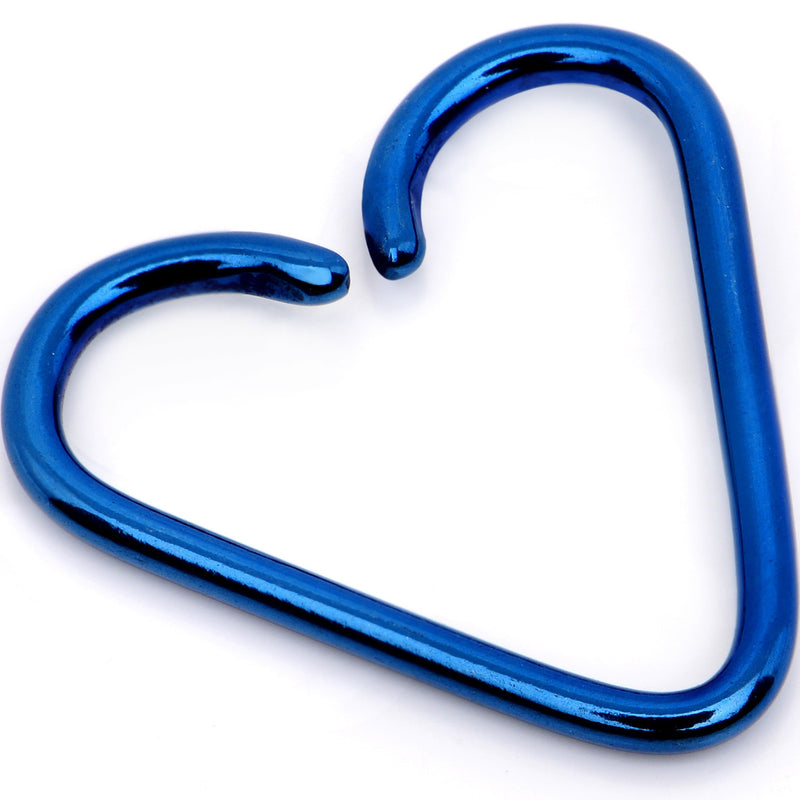 3/8 Annealed Blue Anodized Titanium Heart Daith Cartilage Tragus