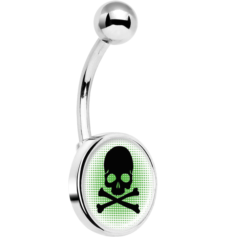 Green Black Skull Belly Ring