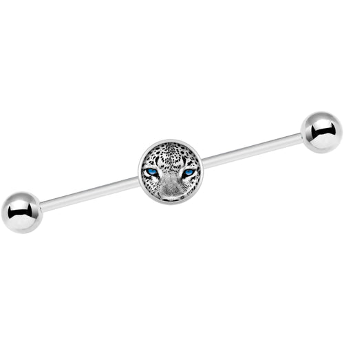 14G Black White Leopard Eyes Industrial Barbell 37mm