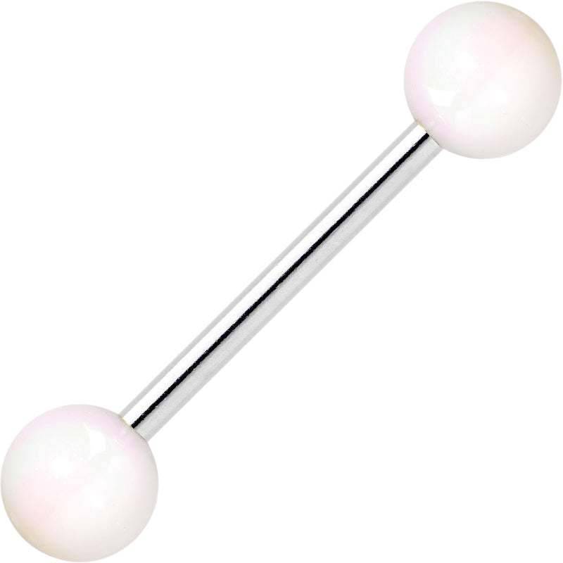 Metallic White 6mm Acrylic Ball Barbell Tongue Ring