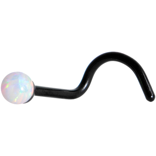 White 2.5mm Synthetic Opal Ball Black Anodized Left Nose Screw