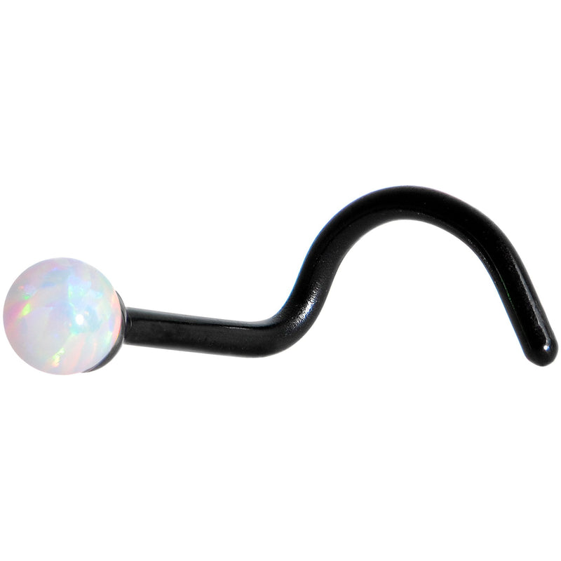 White 2.5mm Synthetic Opal Ball Black Anodized Left Nose Screw