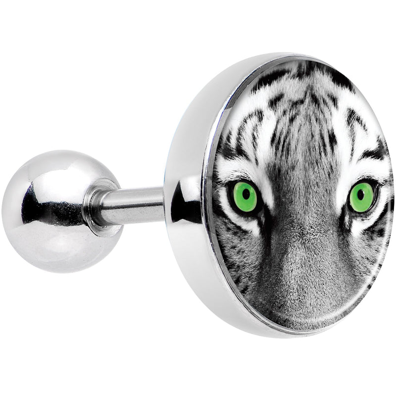 16G 1/4 Black White Tiger Eyes Tragus Cartilage Earring