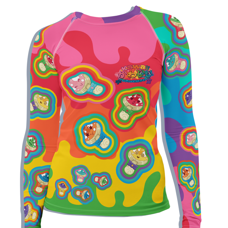 Kawaii Universe - Cute Natsu Fantasy Mushrooms Ladies Rash Guard