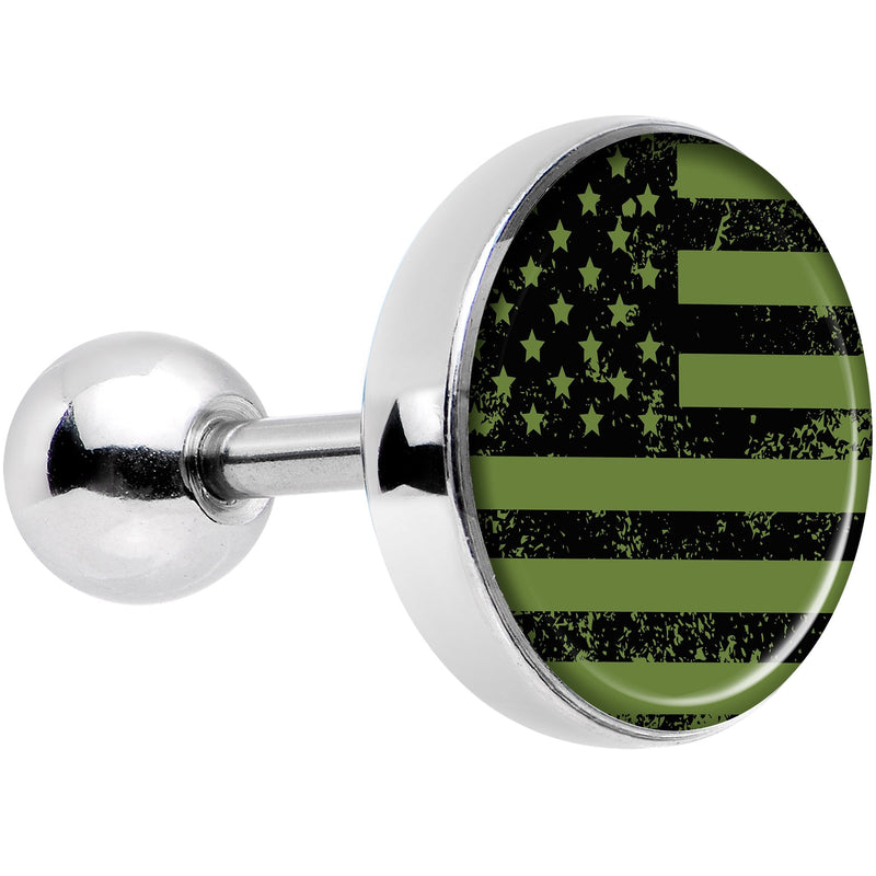 16G 1/4 Green American Flag Tragus Cartilage Earring