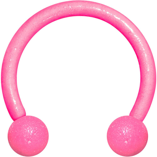 16G 3/8 Pink Glow in the Dark Horseshoe Circular Barbell