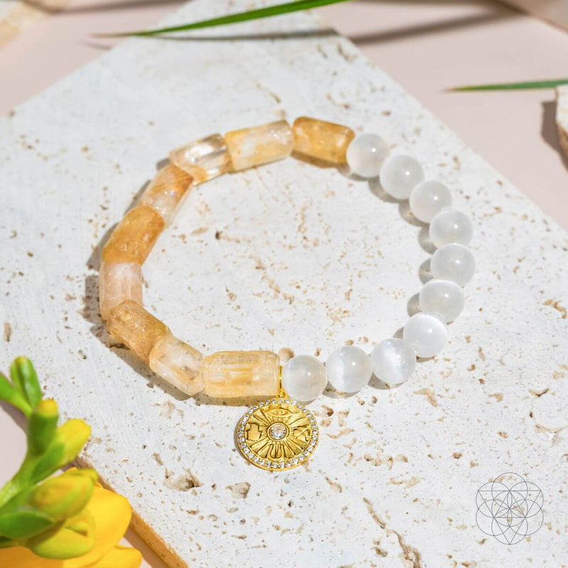 Quartet of Luck - Citrine & Selenite Bracelet of Serendipity