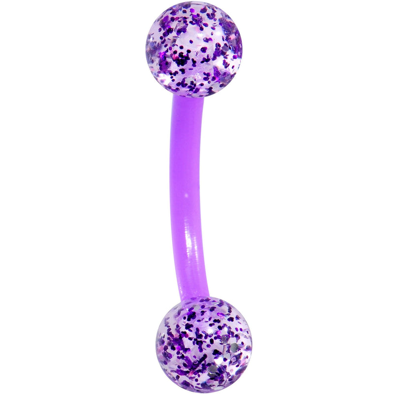 16G 5/16 Purple Glitter Burst Curved Eyebrow Ring