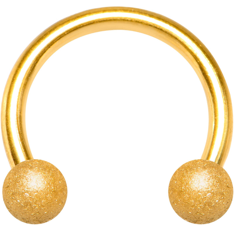 16G 5/16 Gold Color PVD Textured Horseshoe Circular Barbell