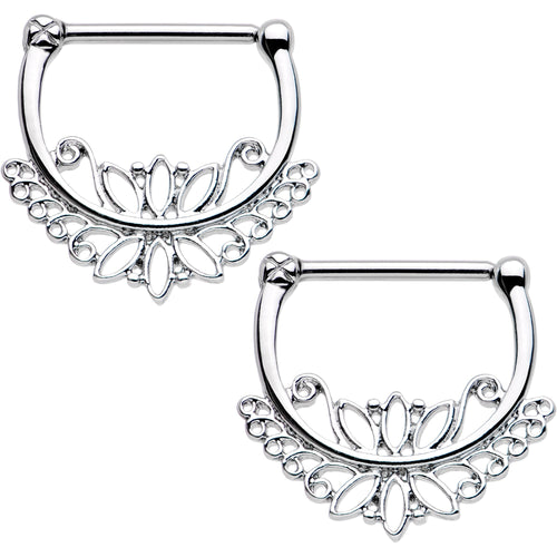 14G 1/2 Blooming Lotus Flower Nipple Clicker Set