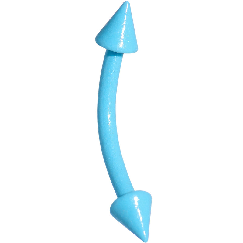 16G 3/8 Sky Blue Glow In The Dark Effect Cone Curved Eyebrow Ring