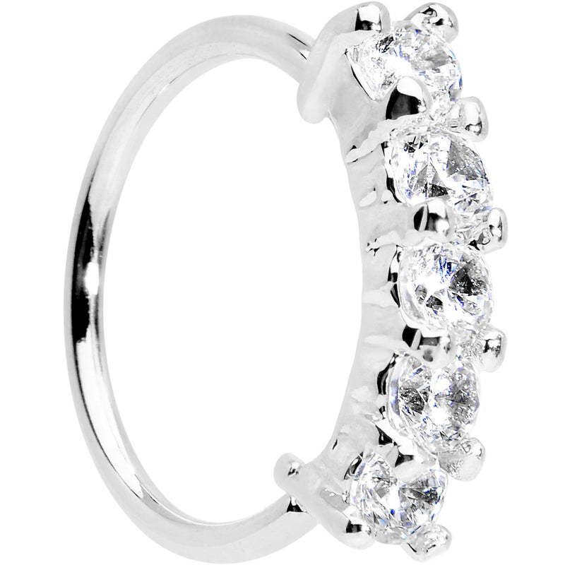 20G 5/16 Clear CZ Quintet Seamless Circular Ring