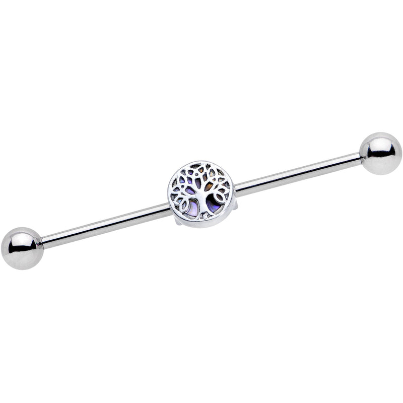 14G Iridescent Ornate Budding Tree Industrial Barbell 38mm