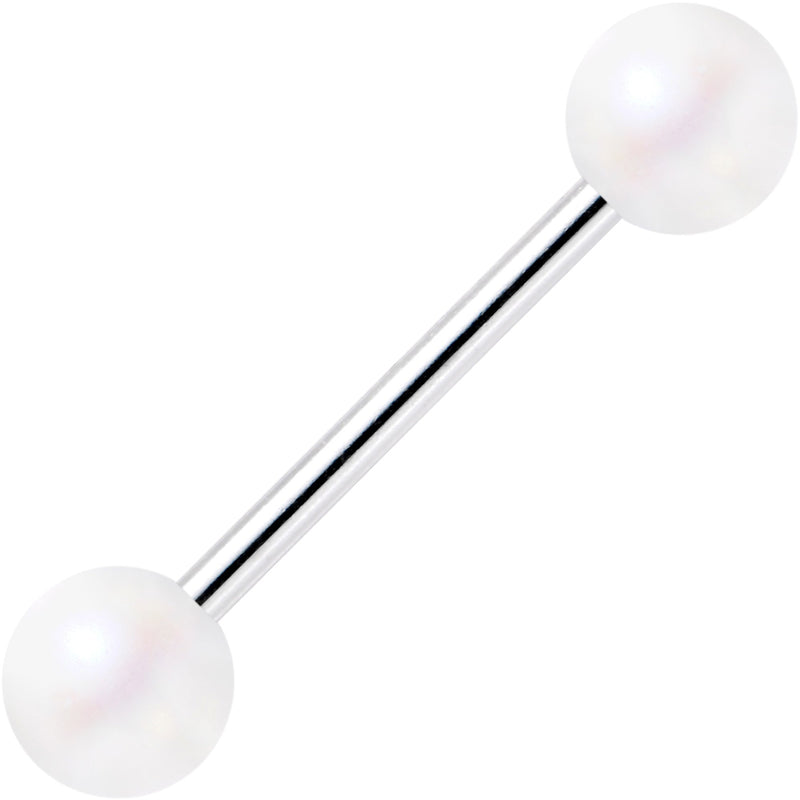 Matte Iridescent White 6mm Acrylic Ball Barbell Tongue Ring