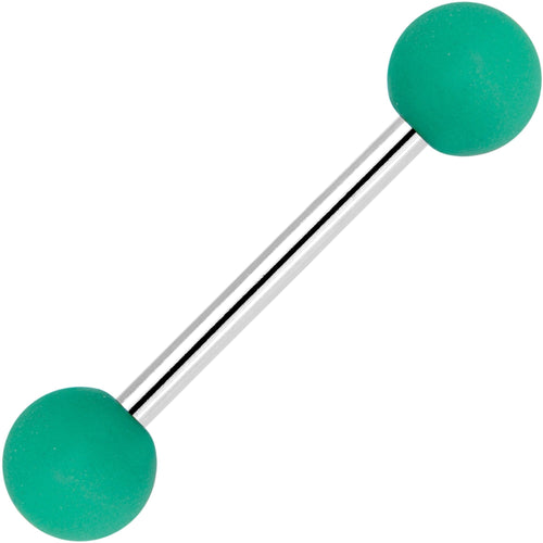 Green Silicone Coated Acrylic Ball End Barbell Tongue Ring