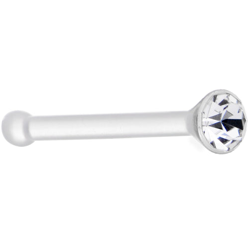 20G 1/4 Clear Gem Stud Acrylic Nose Bone