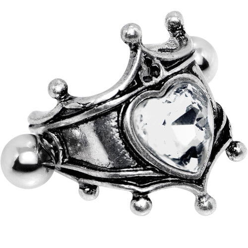 16G 1/2 Clear Gem Queen of Hearts Cuff Cartilage Earring
