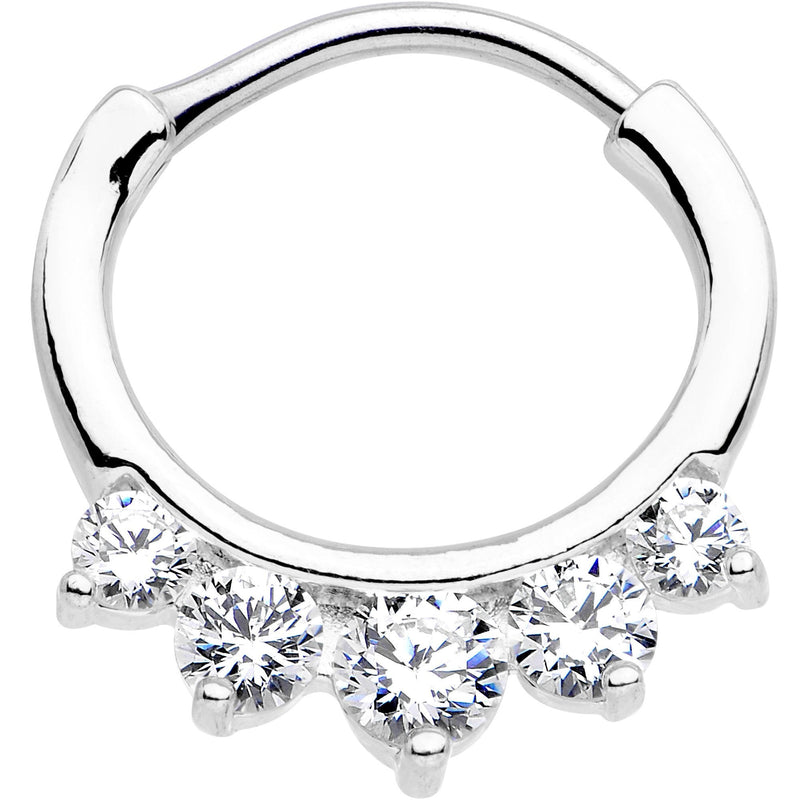 16G 5/16 Clear CZ Gem Quintet Fan Septum Clicker