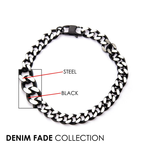 Mens Stainless Steel Black IP Diamond Cut 3mm Chain Link Bracelet