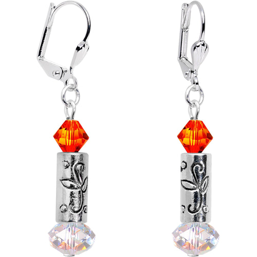 Holiday Candle Leverback Earrings Created with Crystals